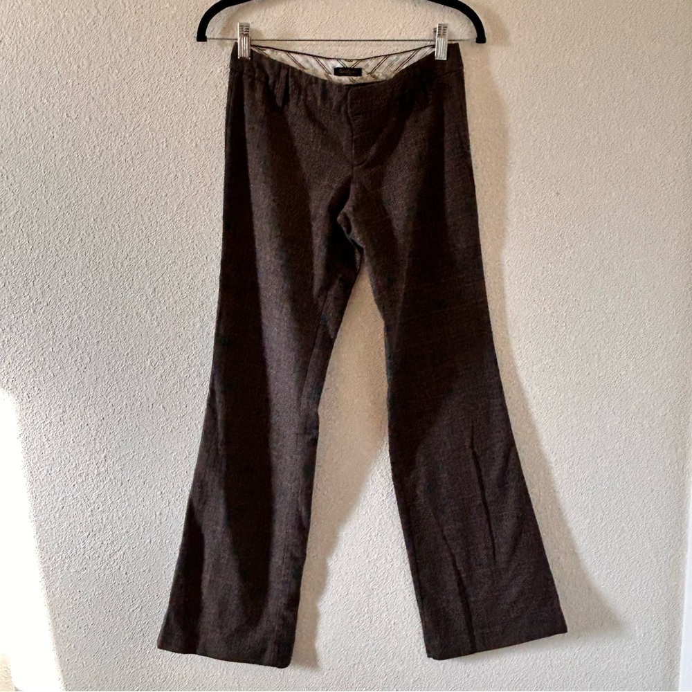 Twenty One Vintage Glenn Print Straight Wide Leg Brown Tan Trousers size XSmall